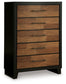 Kraeburn - Brown / Black - Five Drawer Chest