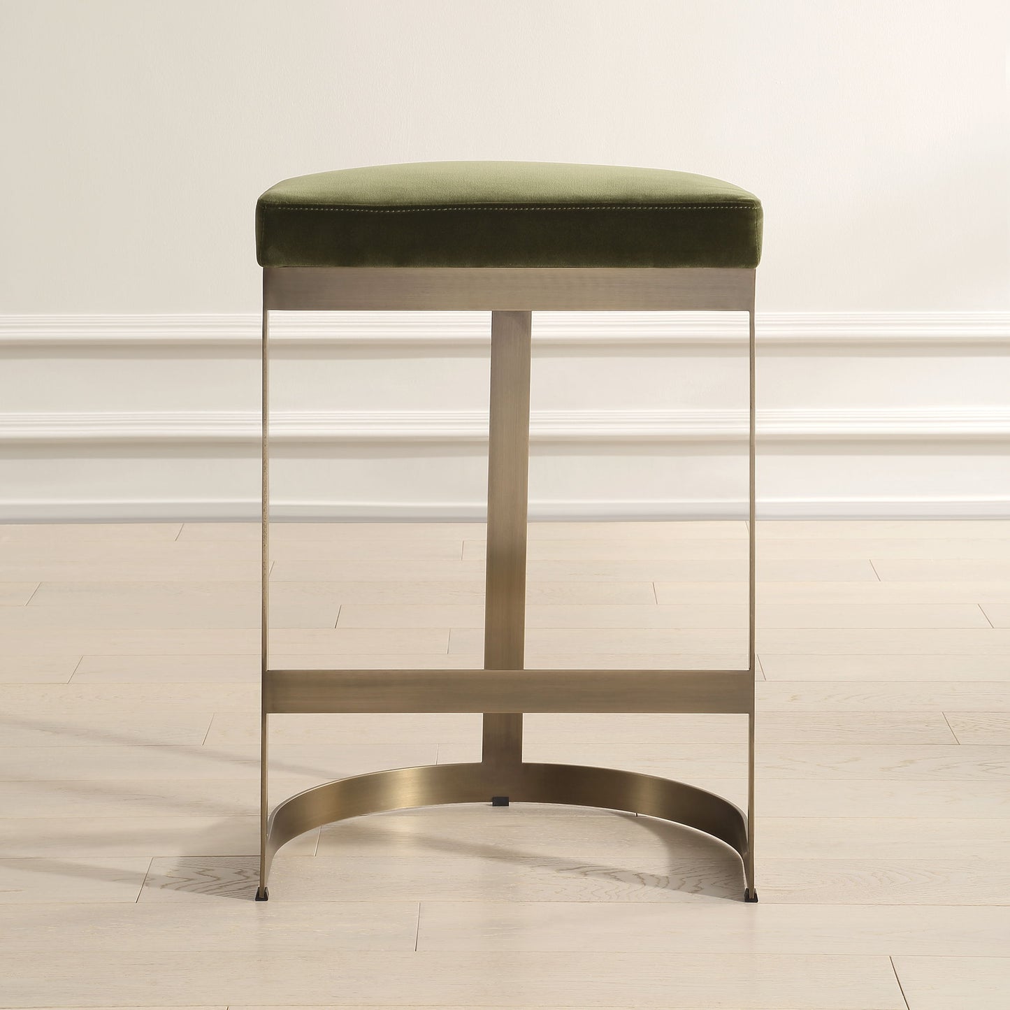 Ivanna - Brass Counter Stool - Moss