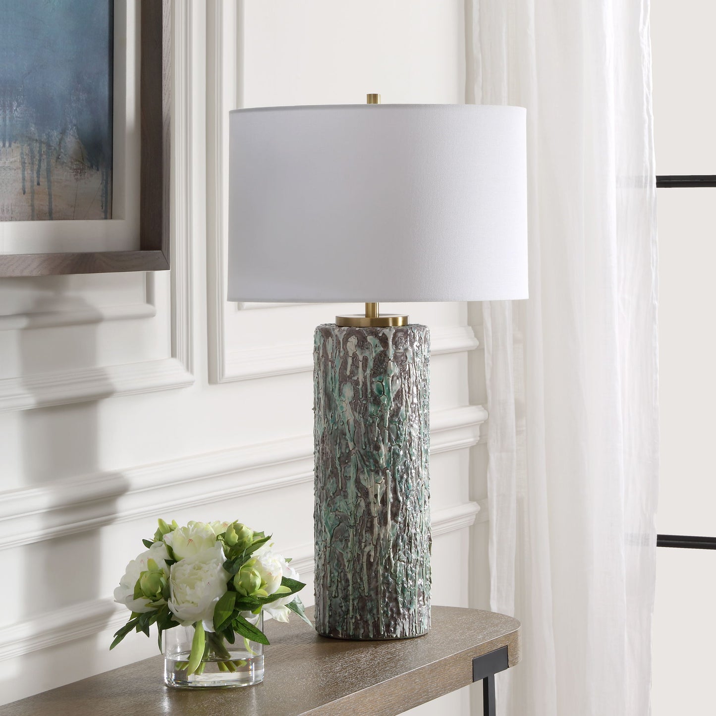 Meltdown - Ivory Teal Table Lamp