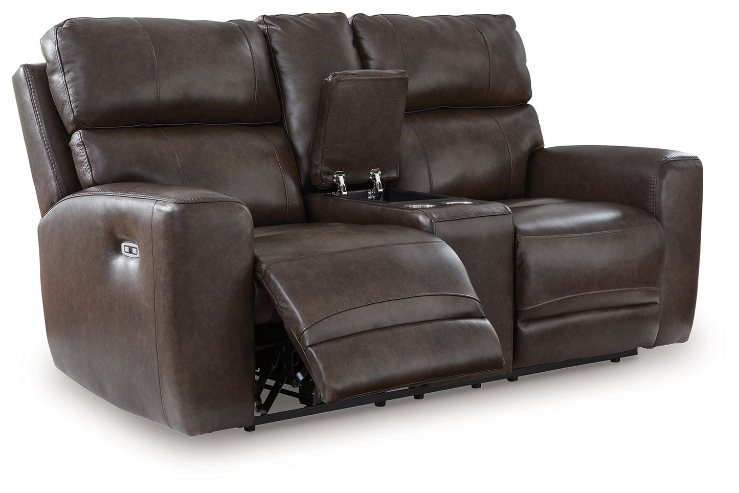 Crossplex - Smoke - Power Recline Loveseat / Console / Adjustable Headrest