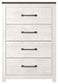 Gerridan - White / Gray - Four Drawer Chest