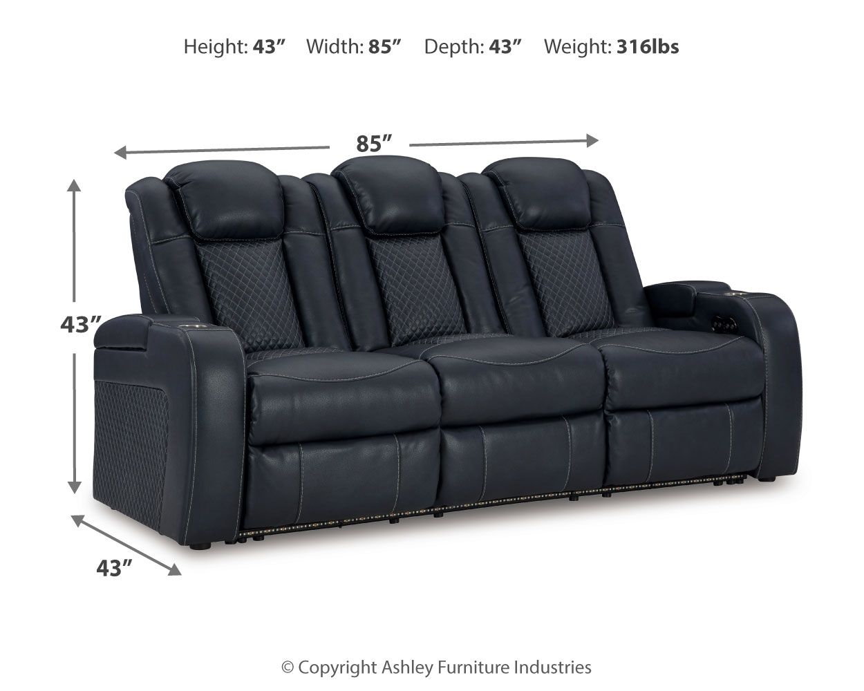 Fyne-dyme - Power Reclining Sofa With Adj Headrest