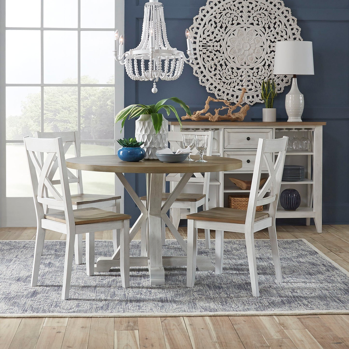 Lakeshore - 5 Piece Round Table Set - White