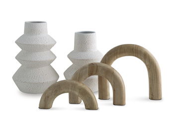 Maddwarth - White / Natural Brown - Accessory Set (Set of 5)