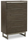 Arkenton - Grayish Brown / White - Five Drawer Chest