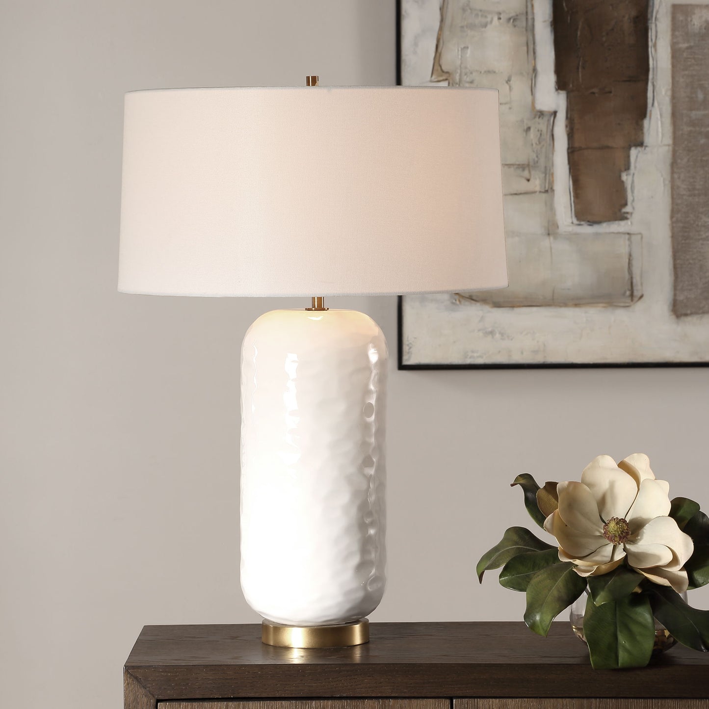 Iona - White Glaze Table Lamp - White