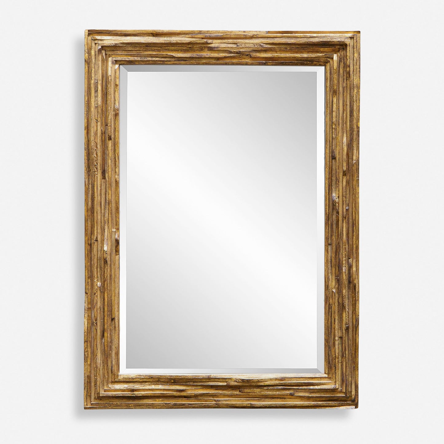 Overlap - Teak Wood Mirror - Light Brown