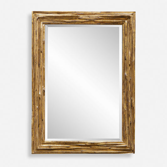 Overlap - Teak Wood Mirror - Light Brown