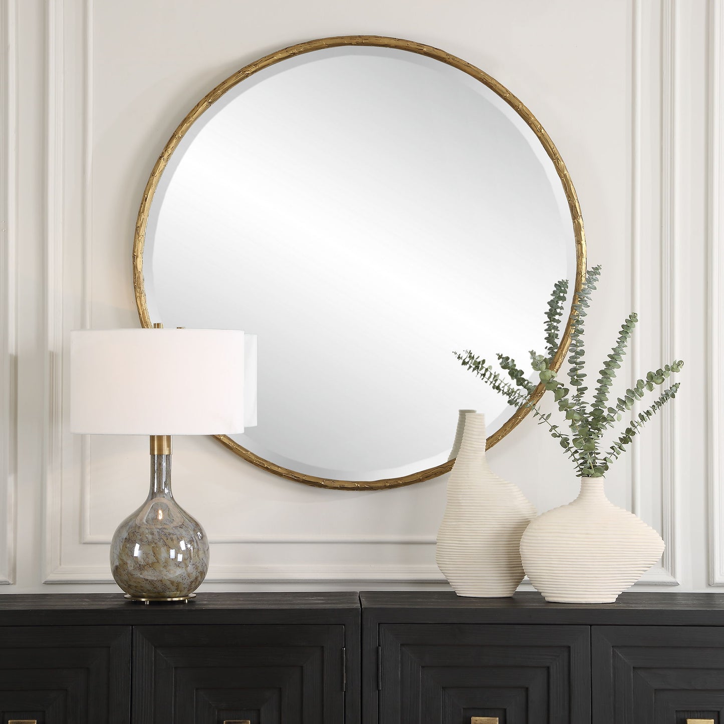 Sutton - Aged Gold Round Mirror