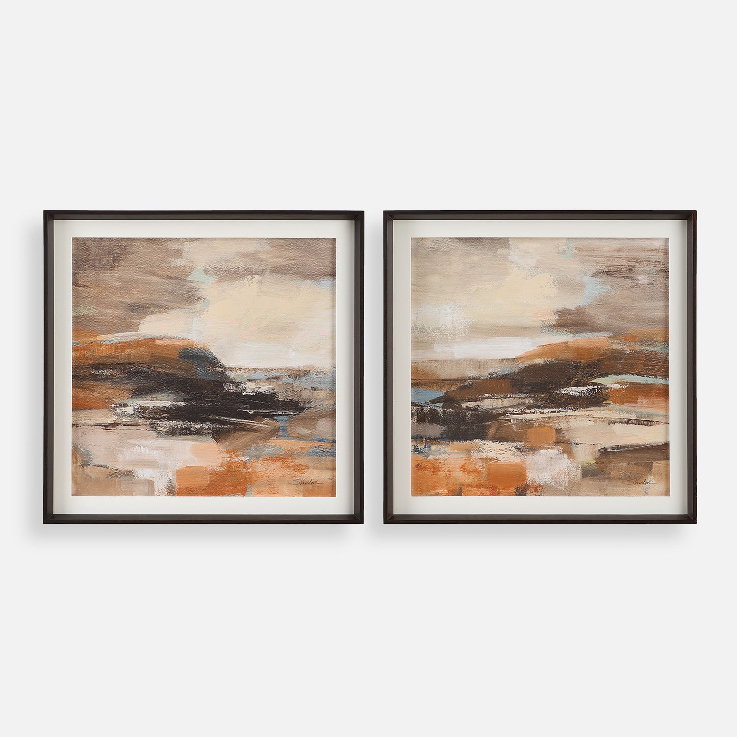 Cinnamon Shore - Framed Prints (Set of 2) - Dark Brown