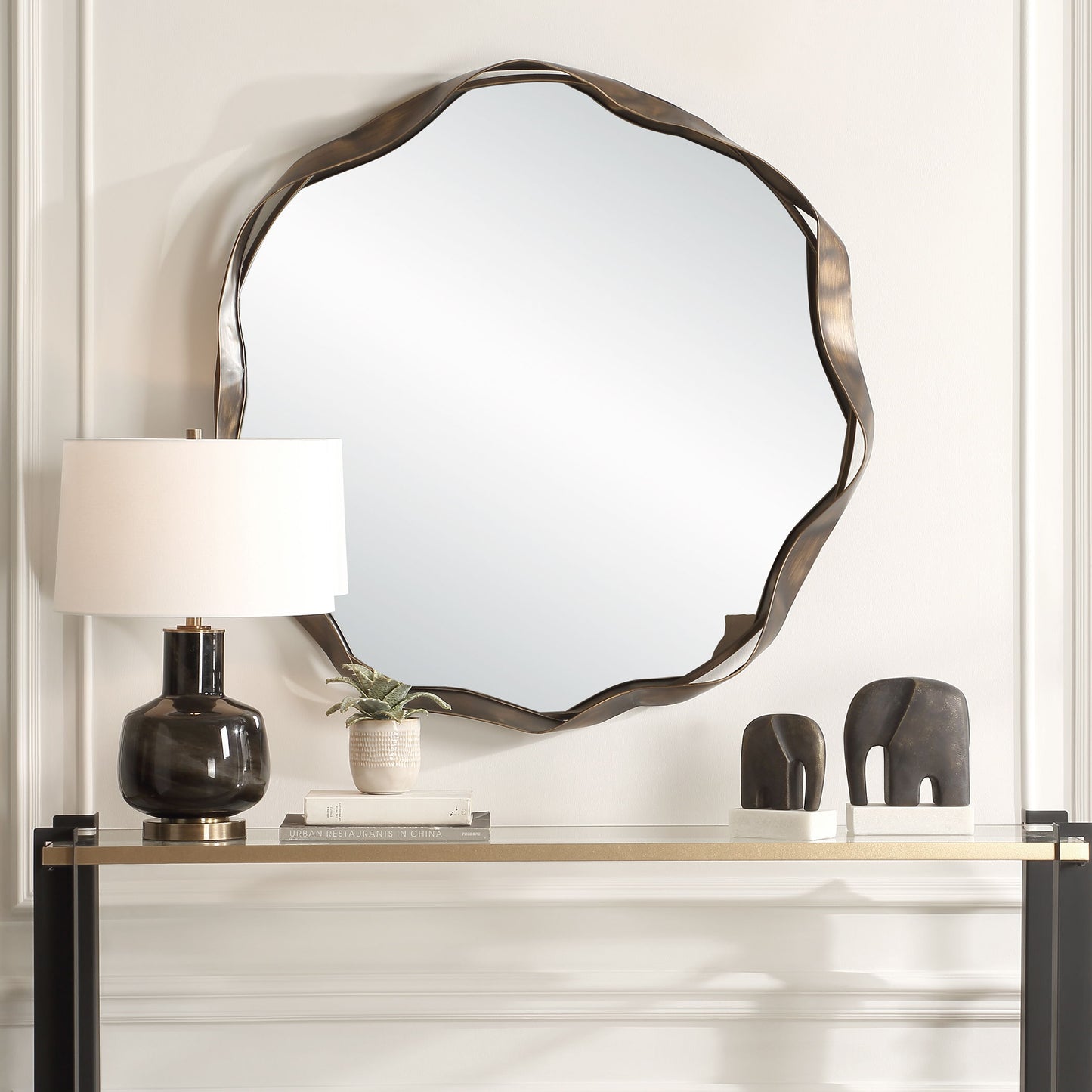 Catch The Wave - Round Mirror - Bronze