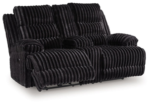 Rhine Falls - Onyx - Double Reclining Power Loveseat With Console