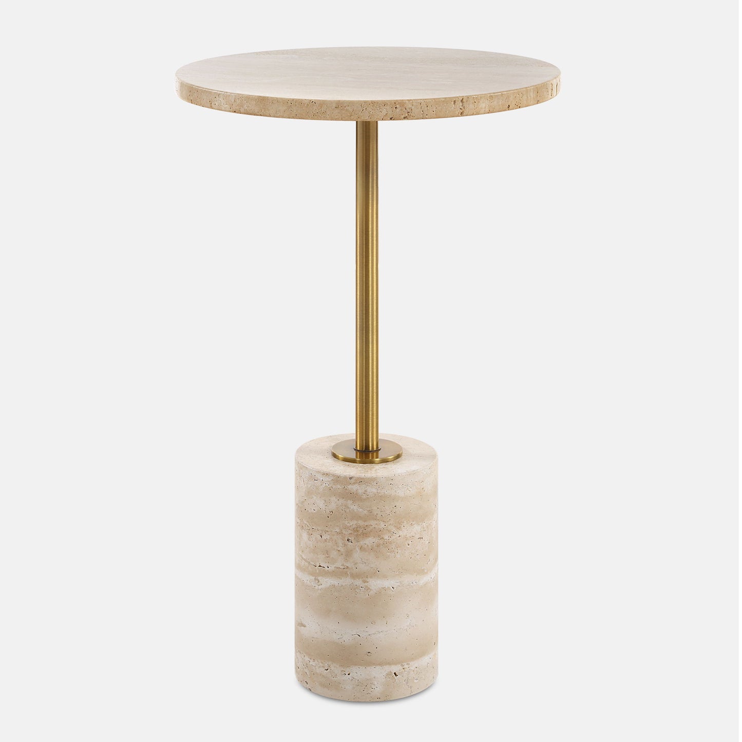 Malya - Travertine Accent Table - Beige