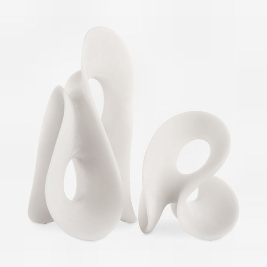 Silent Wave - Sculptures (Set of 2) - White