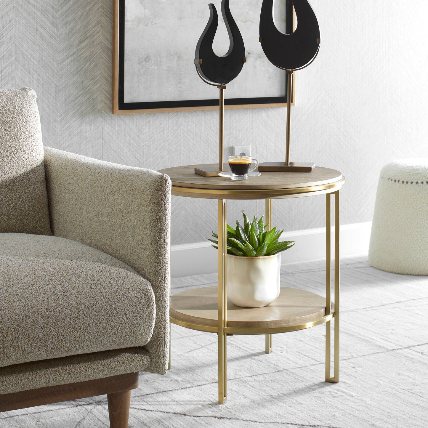 Elise - Round Brass Side Table