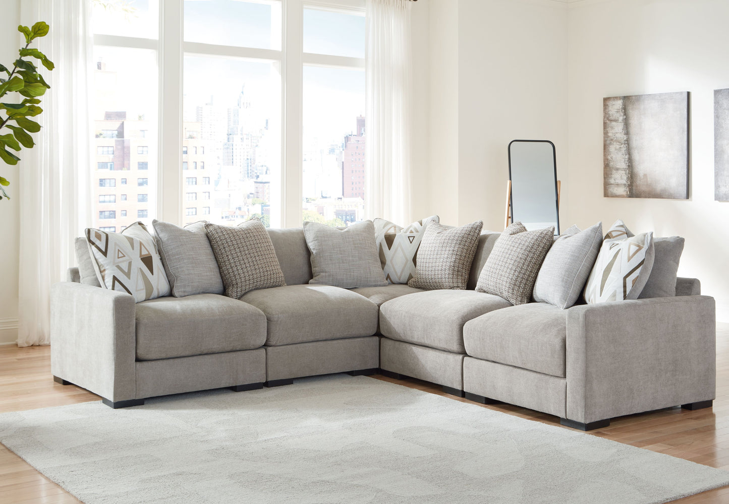 Aslan Court - Sectional With Ottoman Set