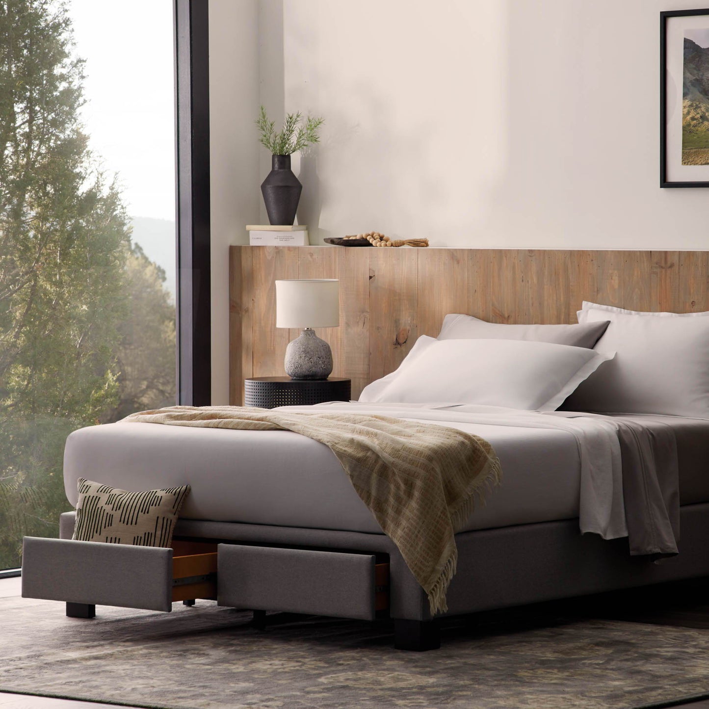 Duncan - Queen Platform Bed Base - Charcoal