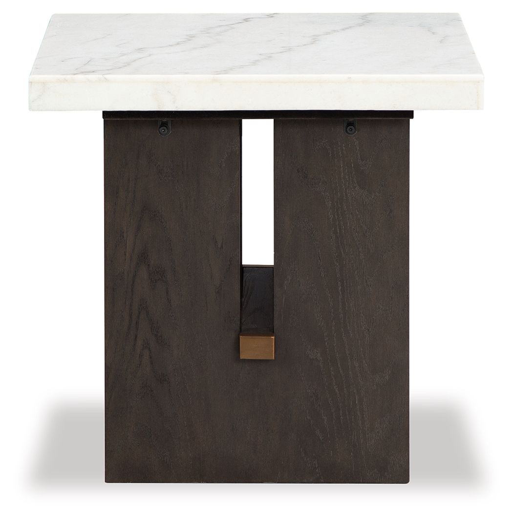 Burkhaus - White / Dark Brown - Rectangular End Table