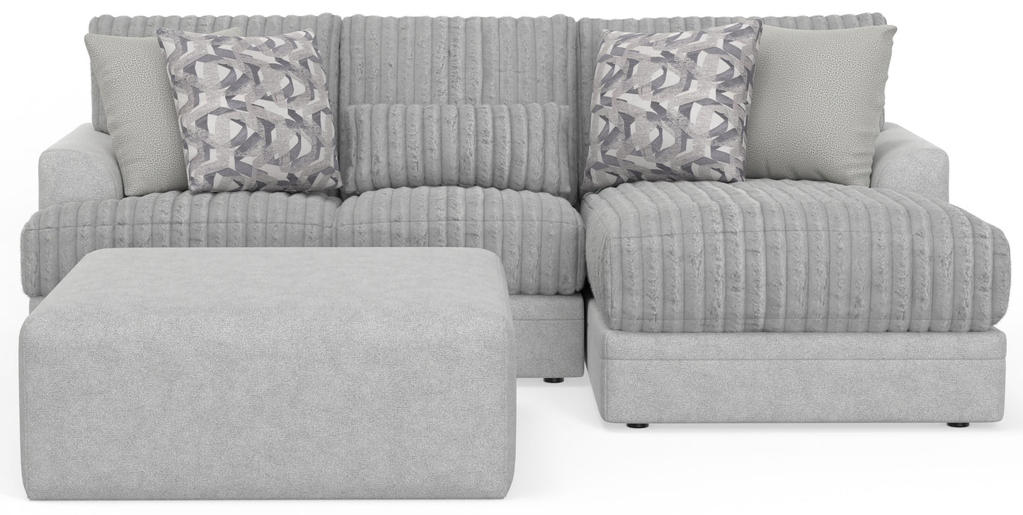 Titan - 2 Piece Sofa Chaise With Comfort Coil Seating, 45" Cocktail Ottoman And 5 Accent Pillows Included (Right Side Facing Chaise) - Moonstruck