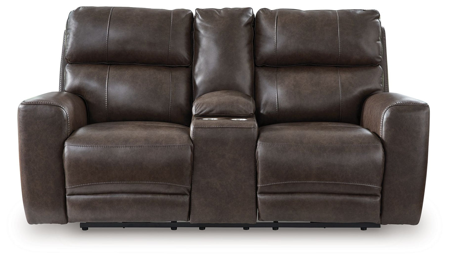 Crossplex - Smoke - Power Recline Loveseat / Console / Adjustable Headrest