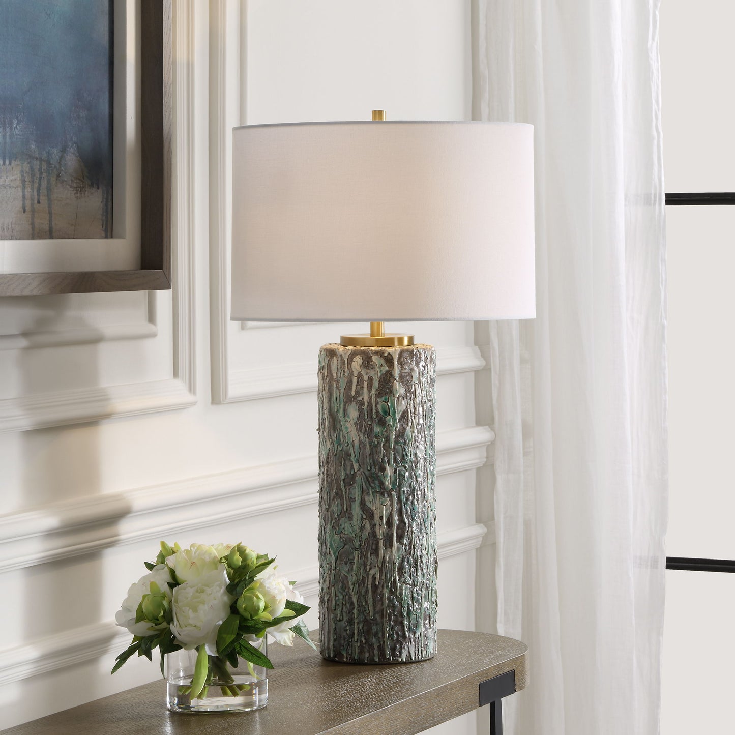 Meltdown - Ivory Teal Table Lamp