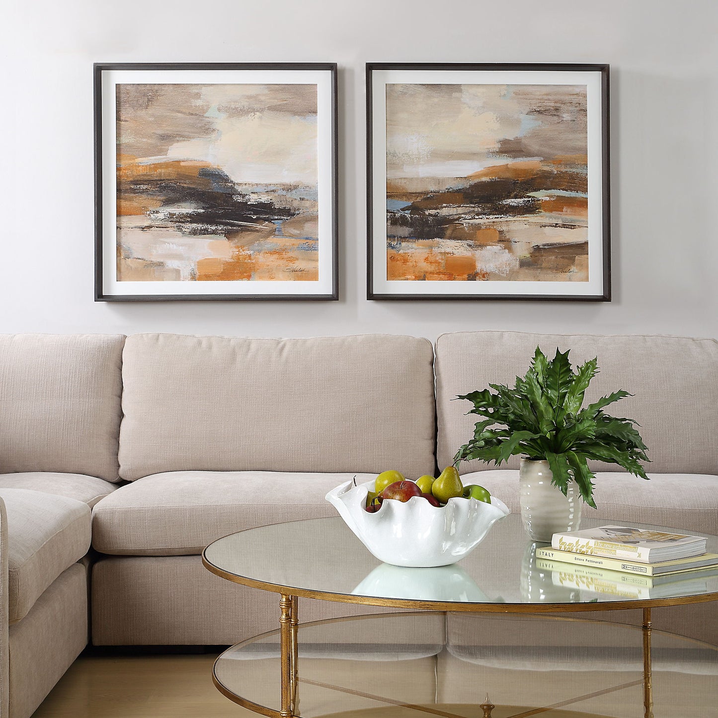 Cinnamon Shore - Framed Prints (Set of 2) - Dark Brown