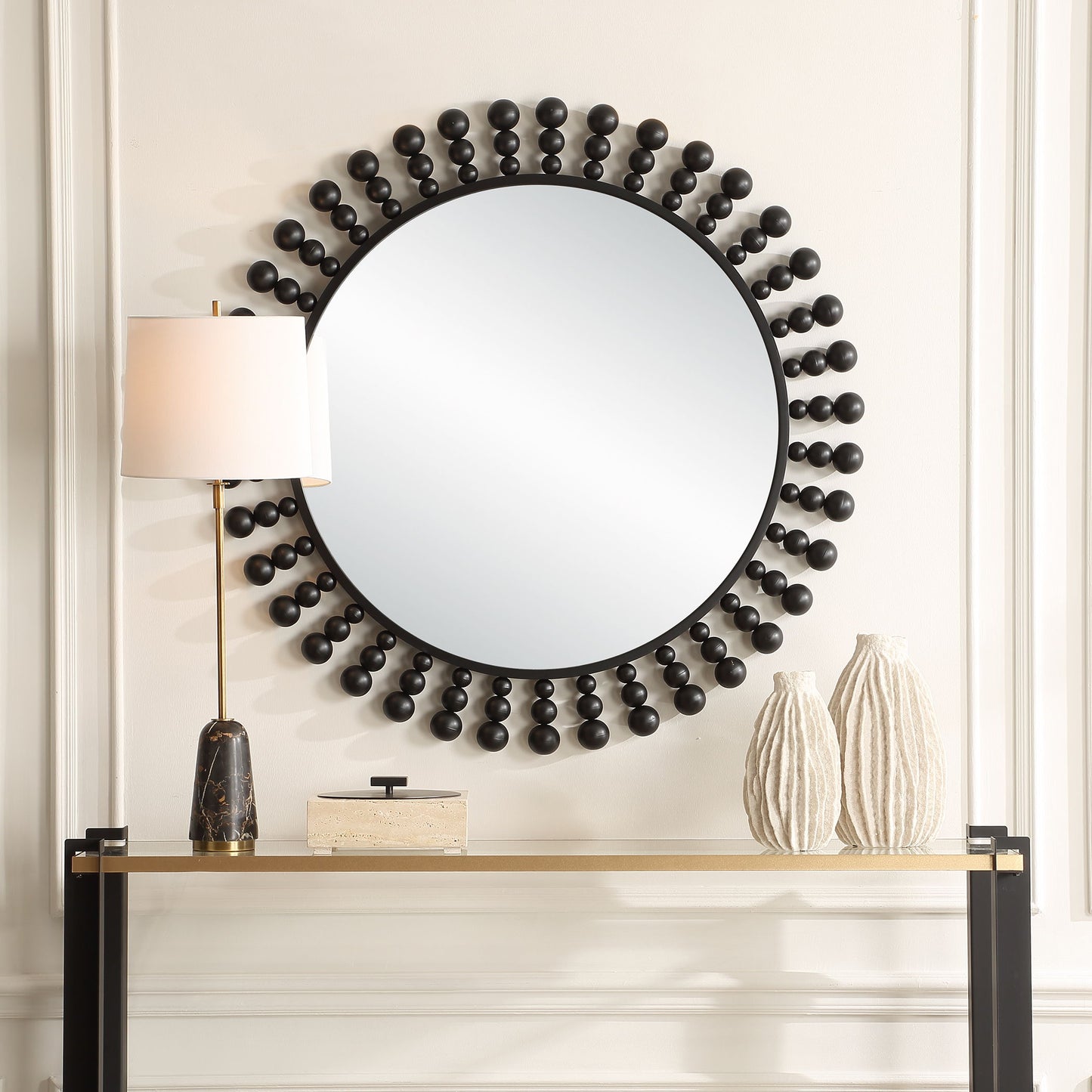 Aziel - Round Mirror - Black