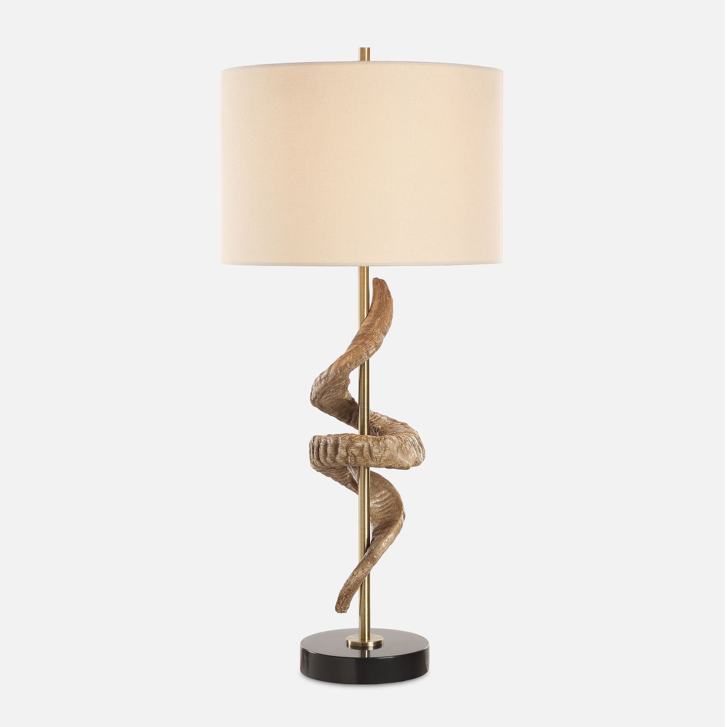 Rams - Horn Table Lamp - Light Brown