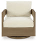 Serene Bay - Dark Brown / White - Swivel Glider Chair With Cushion