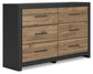 Vertani - Black / Honey Brown - Six Drawer Dresser