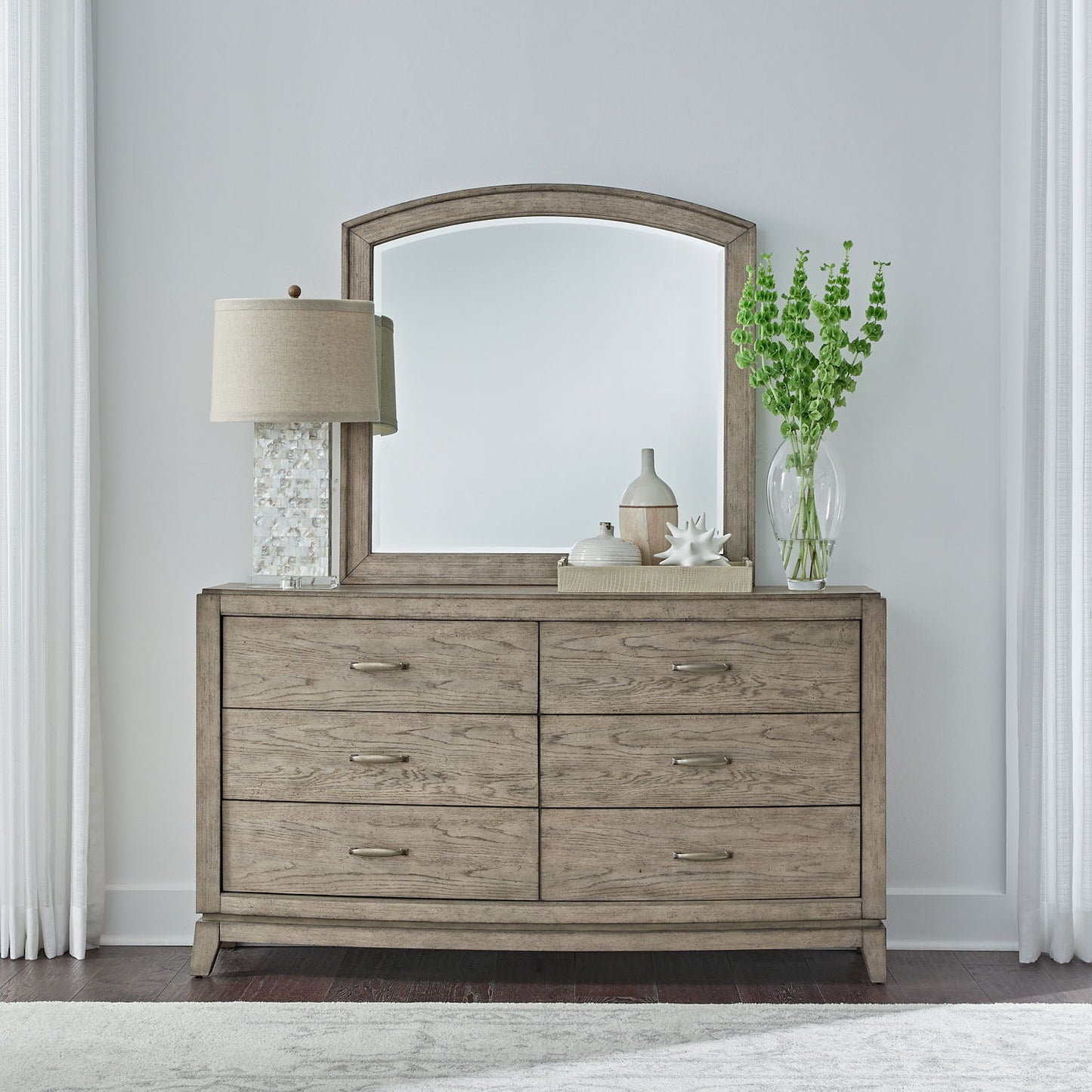 Avalon - Dresser & Mirror - Burnished Beige