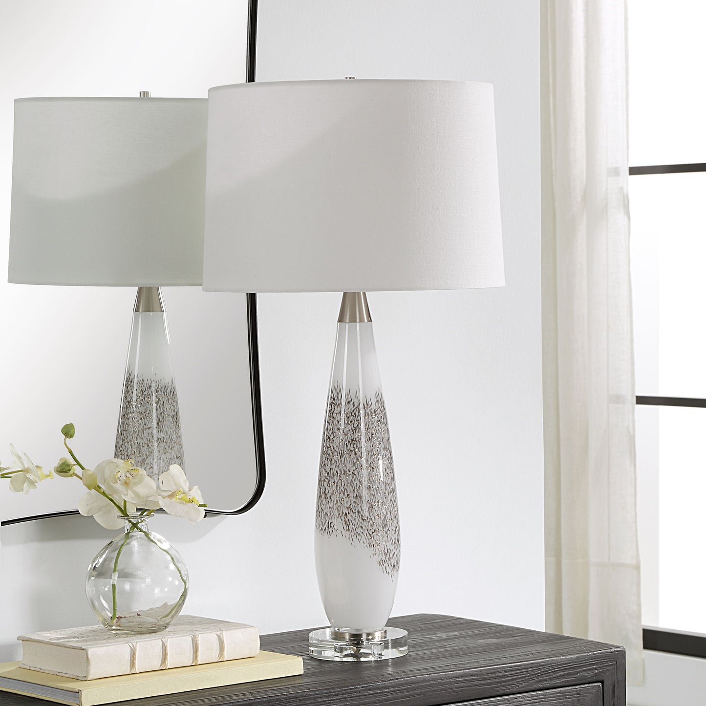 Quinn - Table Lamp - White & Silver