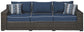 Grasson - Brown / Blue - Sofa with Cushion