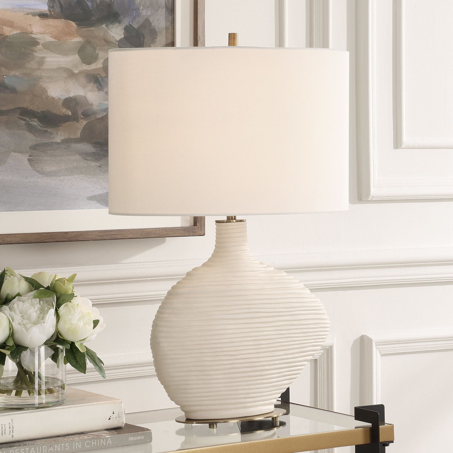 Duostacked - Ceramic Table Lamp - White