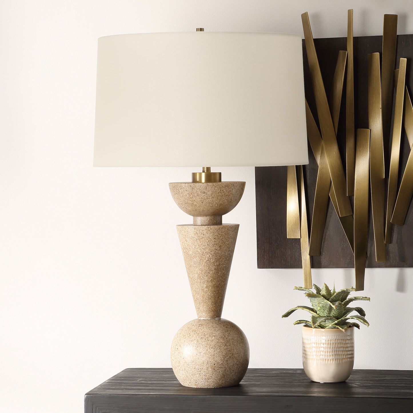 Cullum - Geometric Table Lamp - Light Brown