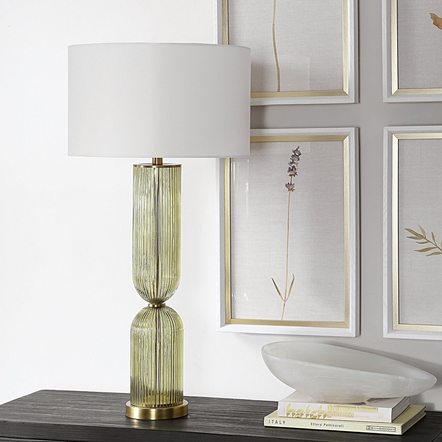 Mirah - Glass Table Lamp - Olive Green