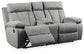 Mitchiner - Fog - DBL Rec Loveseat w/Console