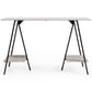 Bayflynn - White / Black - Home Office Desk - 2 Fixed Shelves