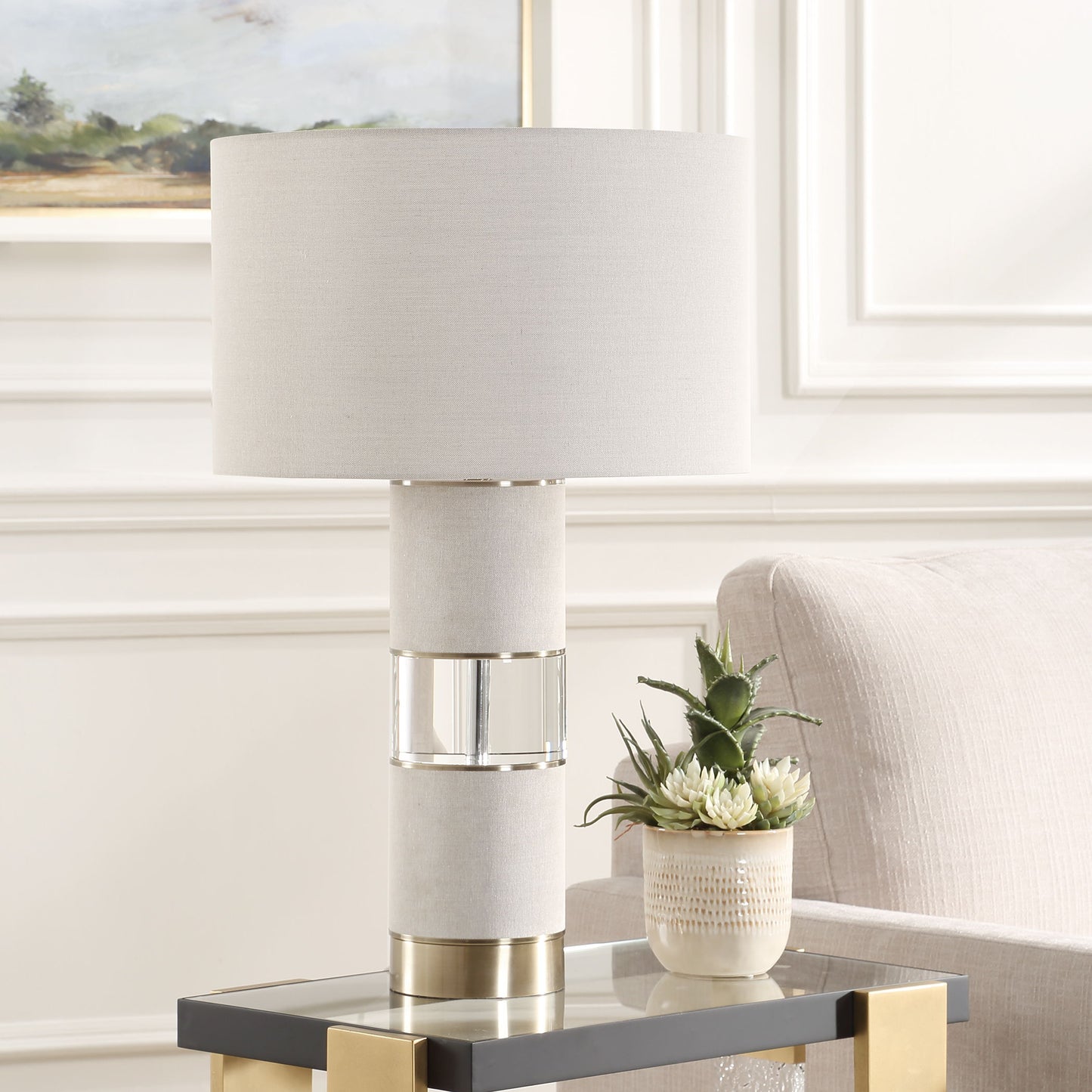 Maliyah - Linen Table Lamp - White