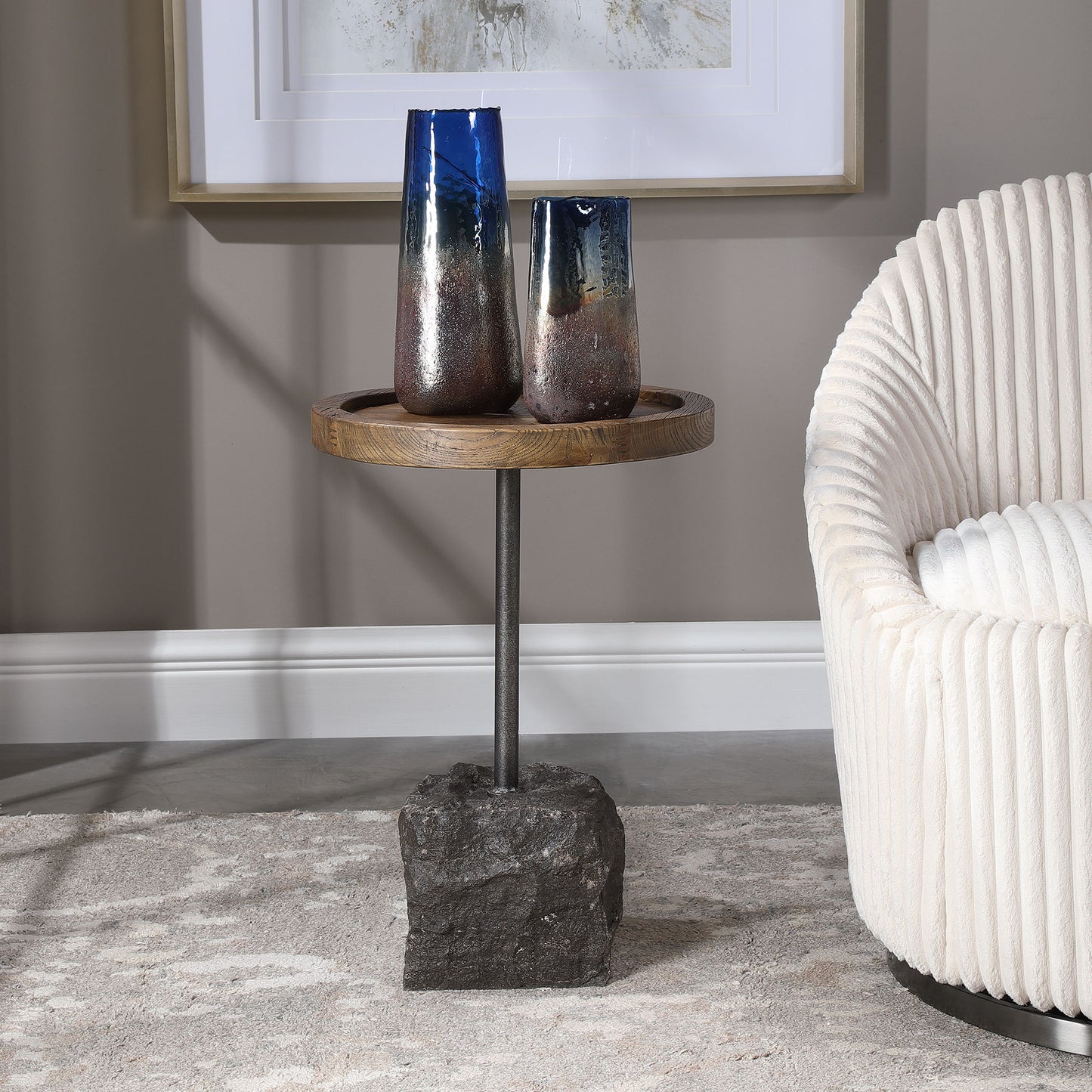 Horton - Rustic Accent Table - Light Brown & Dark Gray