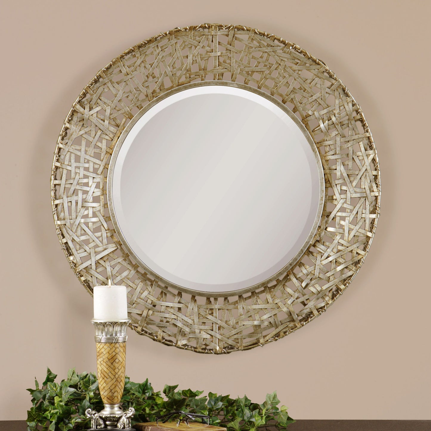 Alita - Champagne Woven Metal Mirror