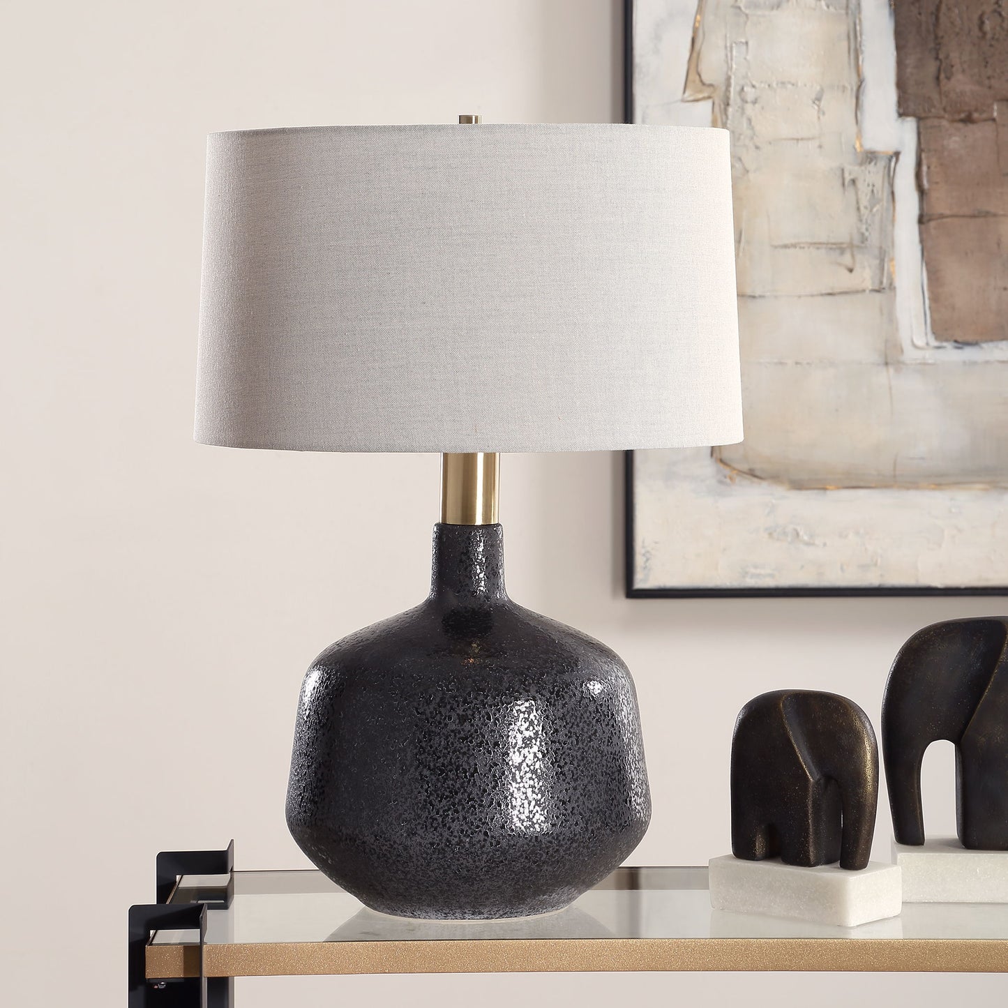 Flanagan - Mottled Gloss Table Lamp - Black