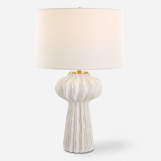 Wrenley - Ridged Table Lamp - White