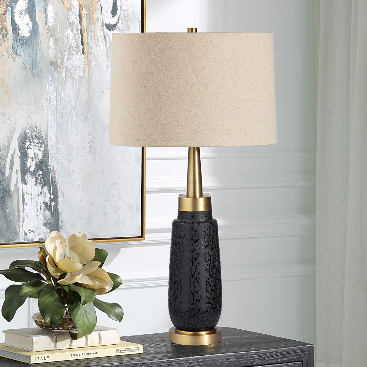 Spyglass - Wood Grain Table Lamp - Black