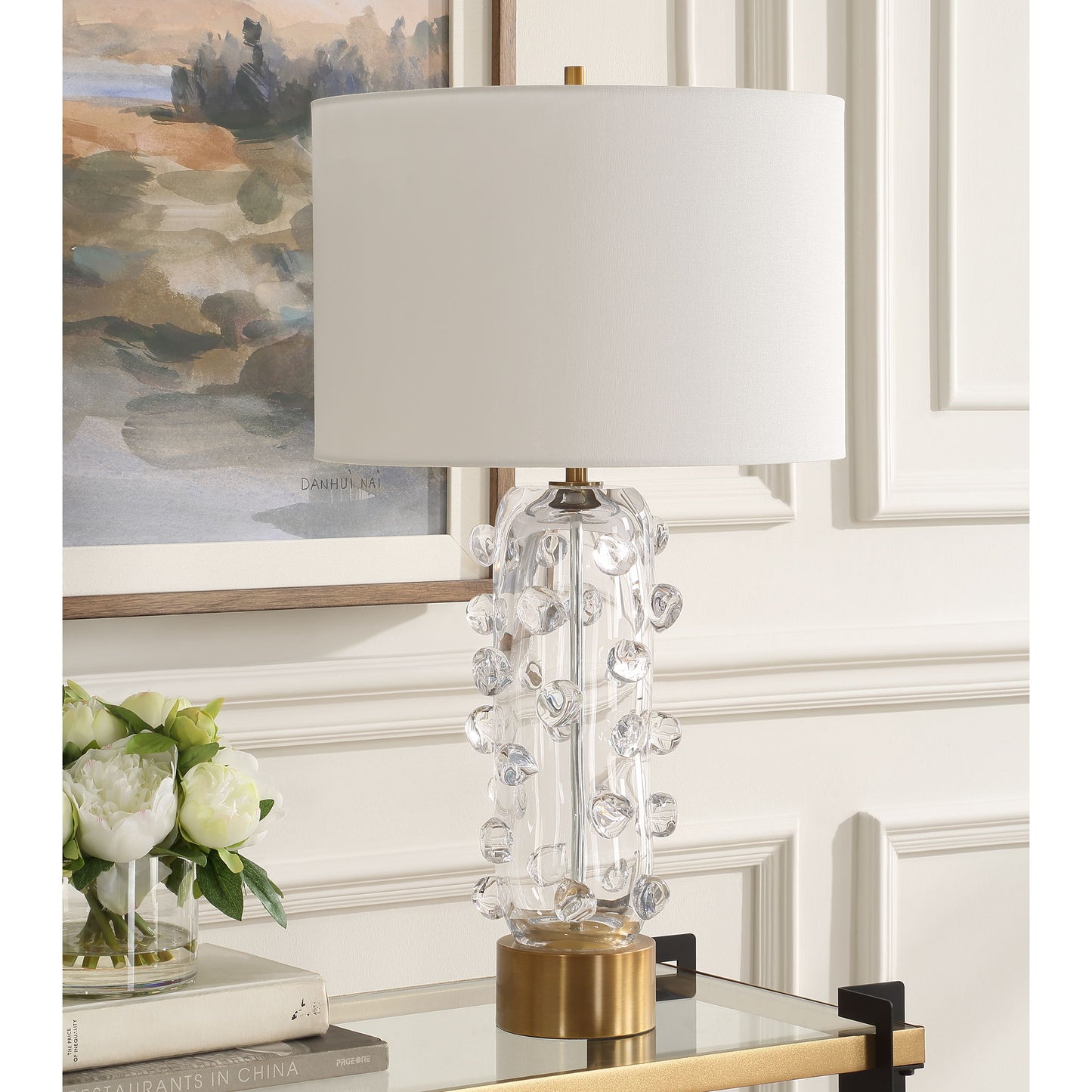 Aura - Clear Glass Table Lamp - White