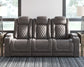 HyllMont - Gray - PWR REC Sofa with ADJ Headrest