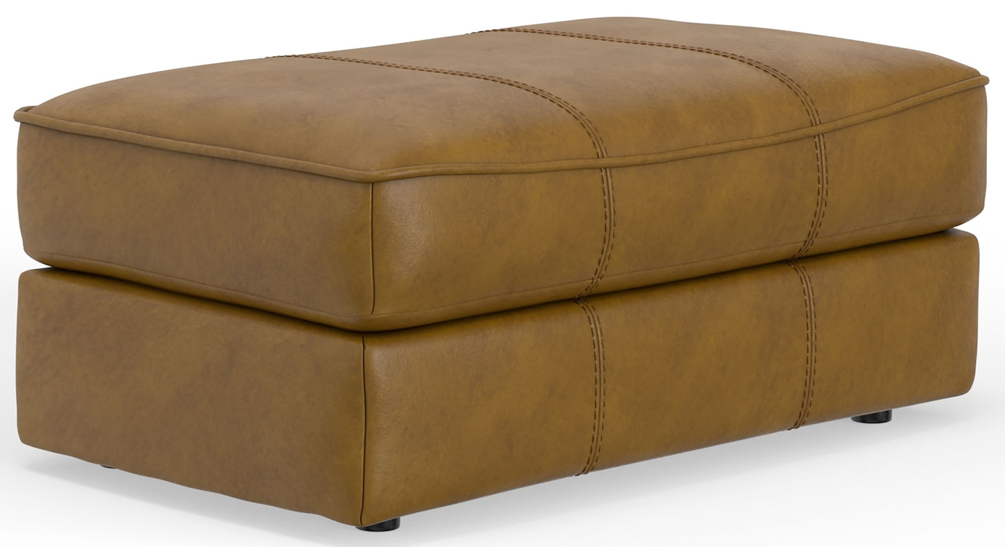 Corvara - Top Grain Italian Leather Match Ottoman - Caramel