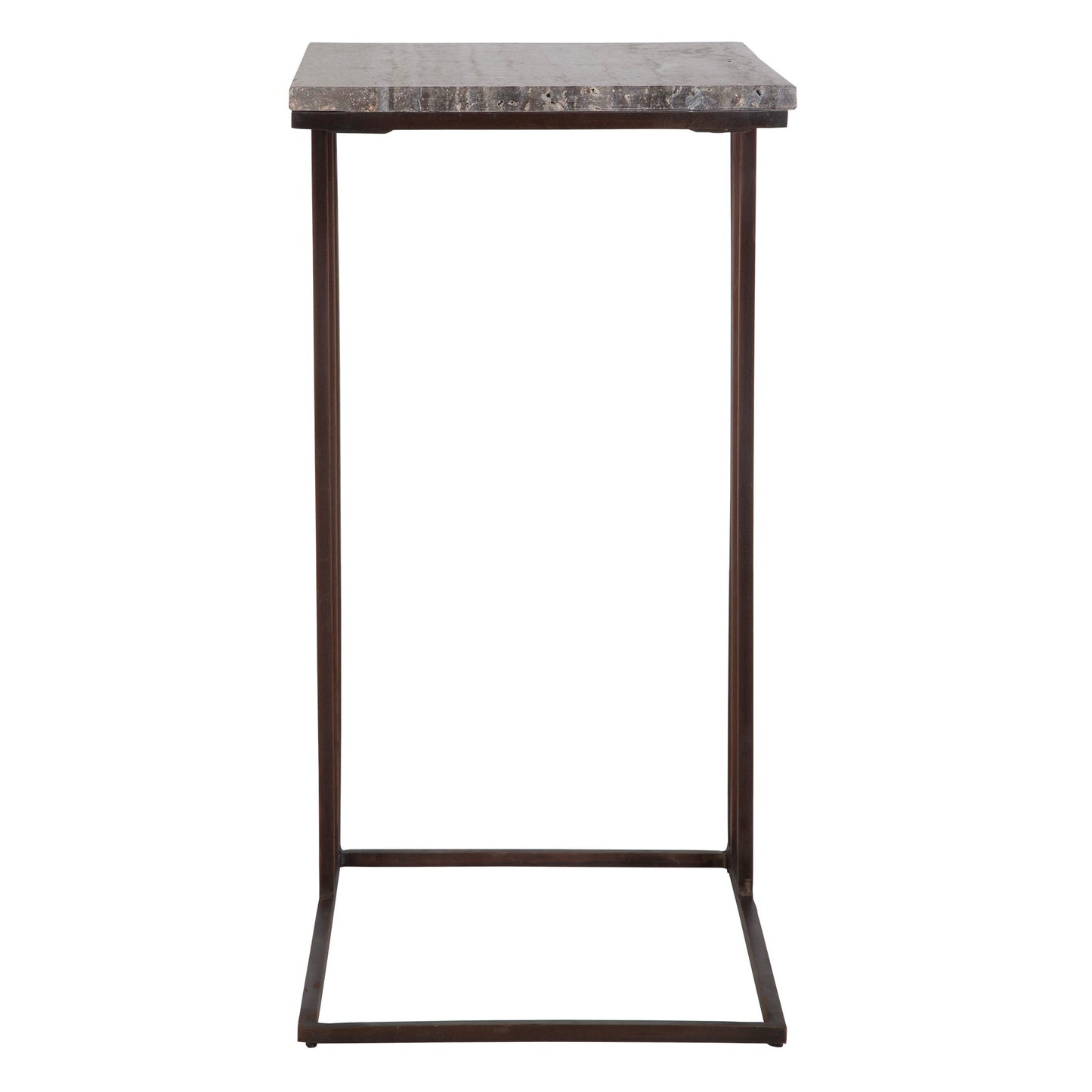 Theodore - Travertine Accent Table - Dark Brown