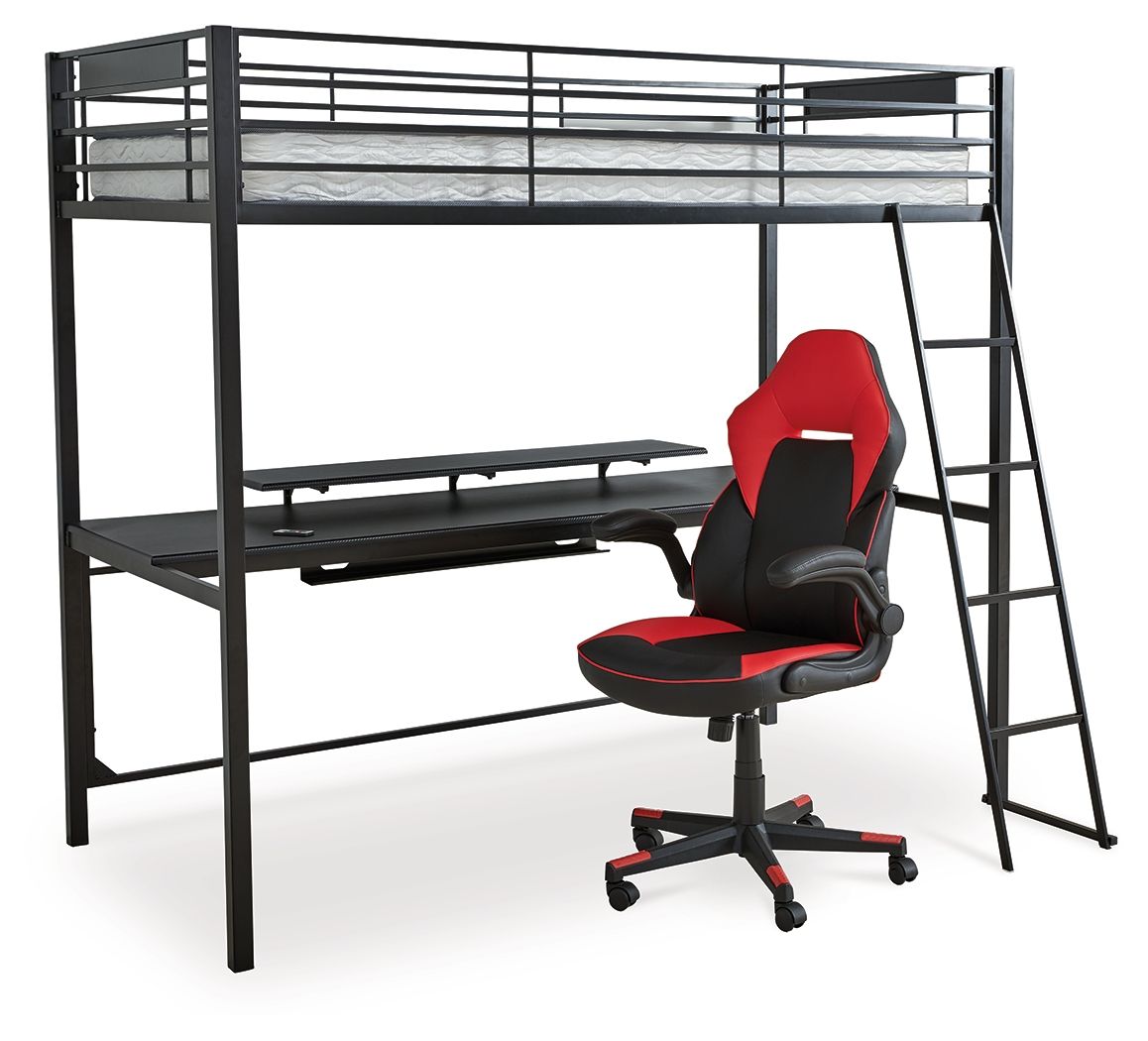 Broshard - Black - Twin Loft Bed With Desk