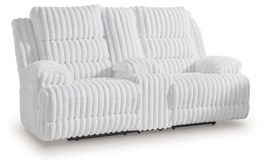 Rhines Falls - Alloy - Double Reclining Power Loveseat With Console